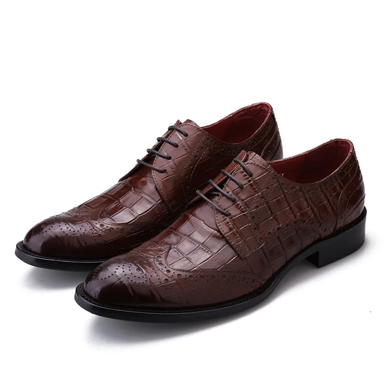 

Vintage Pointed Toe Man Formal Dress Shoes Genuine Leather Footwear British Carved Men's Handmade Oxfords Shoes JMH-A0018