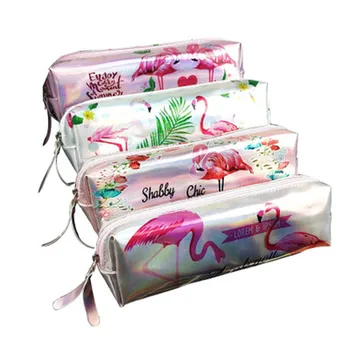 

1pcs Flamingo Pencil Pouch Cartoon Stationery Pen Bag Cute Pictures Pencil Case Student Gift Korean Bag School Supplies