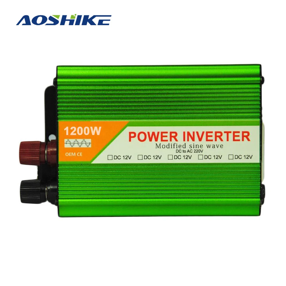 

AOSHIKE Car Inverter DC 12V to AC 220V 1200W Solar Power Inverters Adapter Voltage Transformer Socket Auto Cigarette Lighter USB