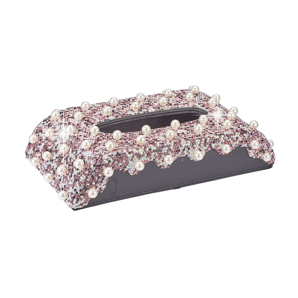 Автомобильная блестящая коробка для салфеток Bling paper Holder Box Прямоугольный держатель для дома, автомобиля, офиса - Название цвета: Purple