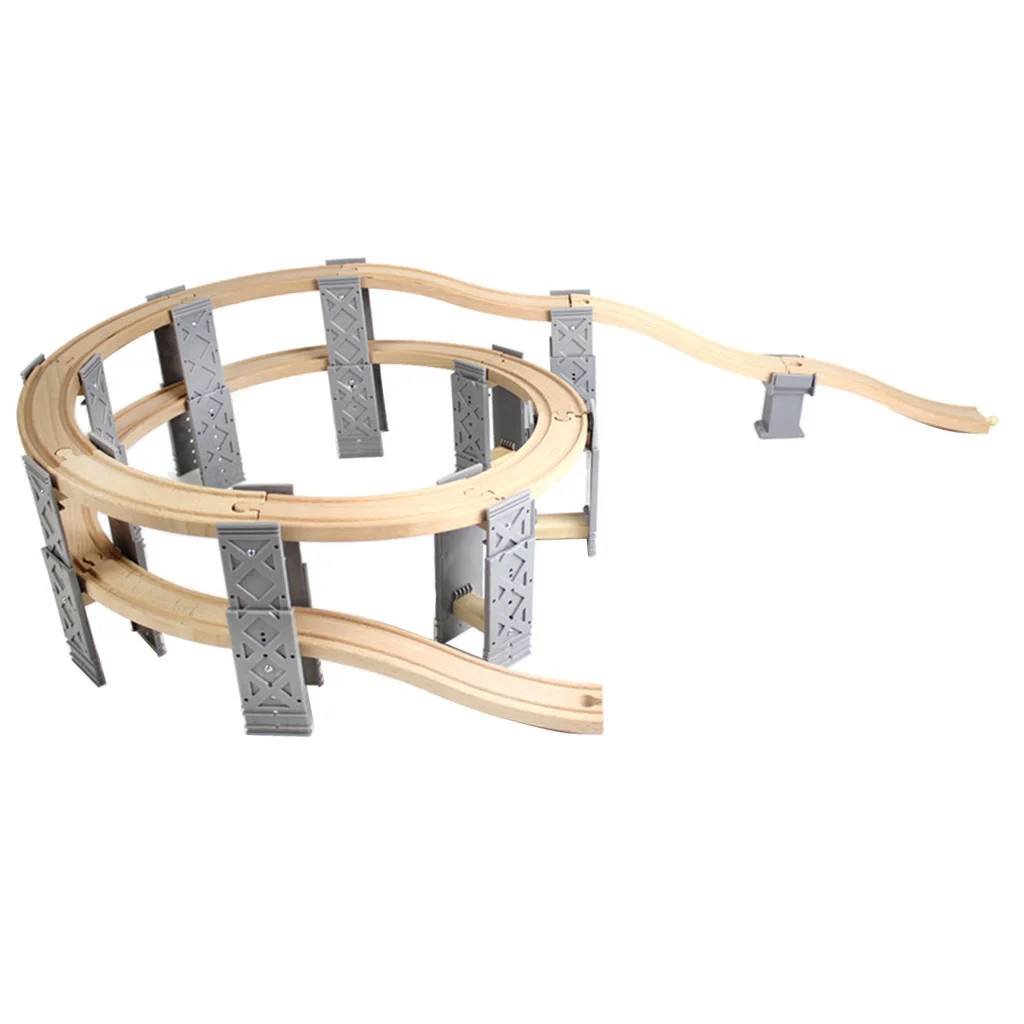 Excellent Crafted Wooden Trains Track Building City Traffic Scene Model Building Accessories Kids Educational Toy -Spiral Track