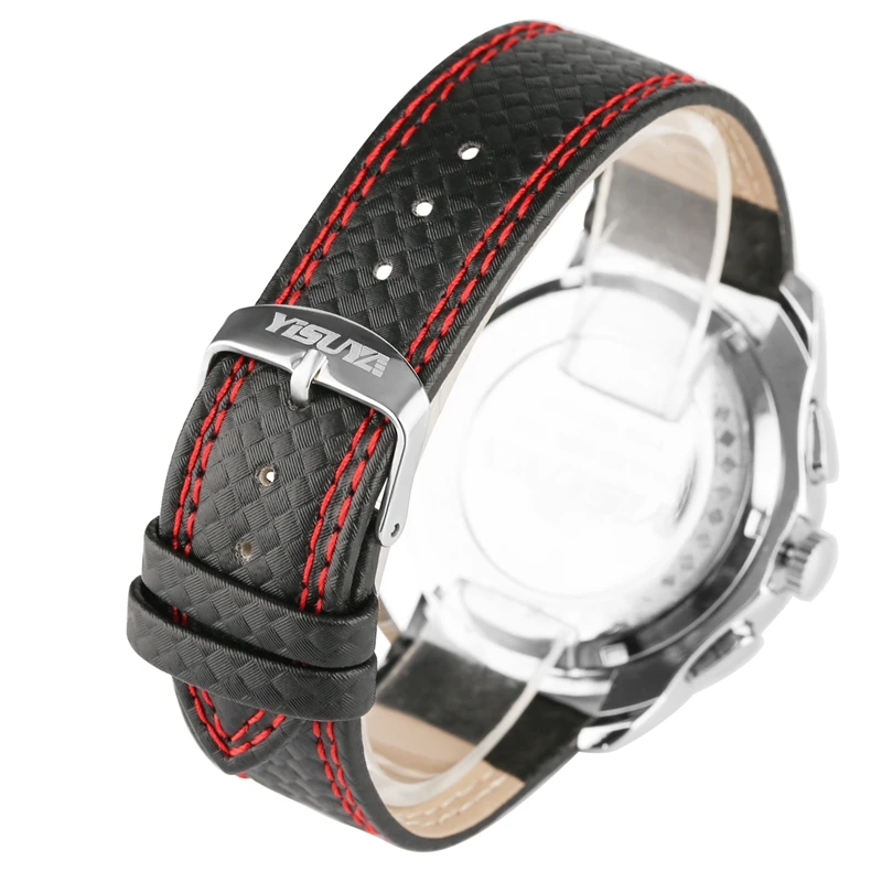  Mens Red Pointer Watch Luxury Brand Casual Fish Scales Leather Genuine Chronograph Military Male Qu