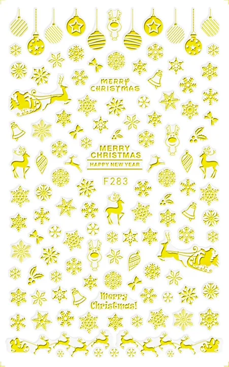 1 шт 3D дизайн ногтей Рождественская Хрустальная подвеска снежный цветок олень Шарм штамповка наклейки для ногтей маникюра полировка Декор советы RF283 - Цвет: F283 Gold