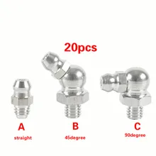 20 штук 304 201 из нержавеющей стали смазочный ниппель рот масла смазочный ниппель метрической резьбы прямой/45 градусов/90 градусов смазочный фитинг M6 M8 M10