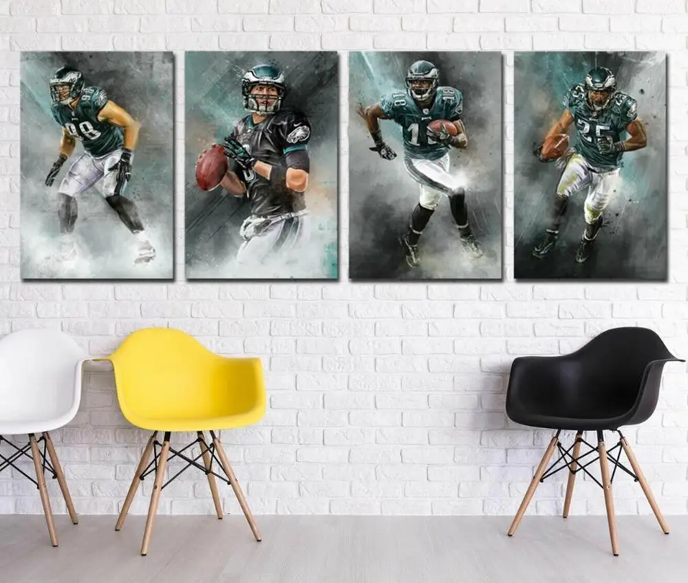 

HD Print Oil Painting Home Decor on Canvas Philadelphia Eagles 4PCS Unframed