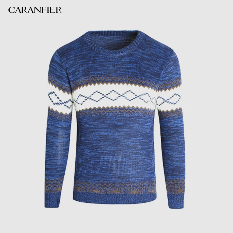

CARANFIER 4pcs Sweater Autumn Winter New Casual Sweater Men Pattern Knitted Pullovers Fashion Slim Fit Christmas Gift Sweater