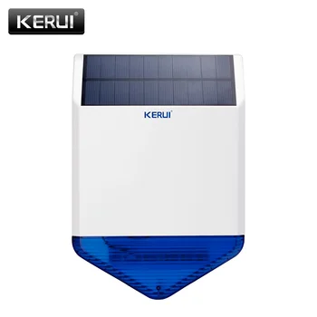 정품 KERUI 무선 야외 태양 사이렌 패널 KR-SJ1, KERUI 경보 시스템용, 깜박이는 응답 소리와 보안