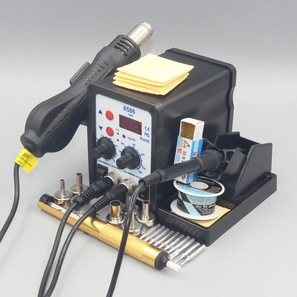 2 in 1 Soldering station LCD Digital Display Welding Rework Station For cell-phone BGA SMD PCB IC Repair Solder Tools 8586 3