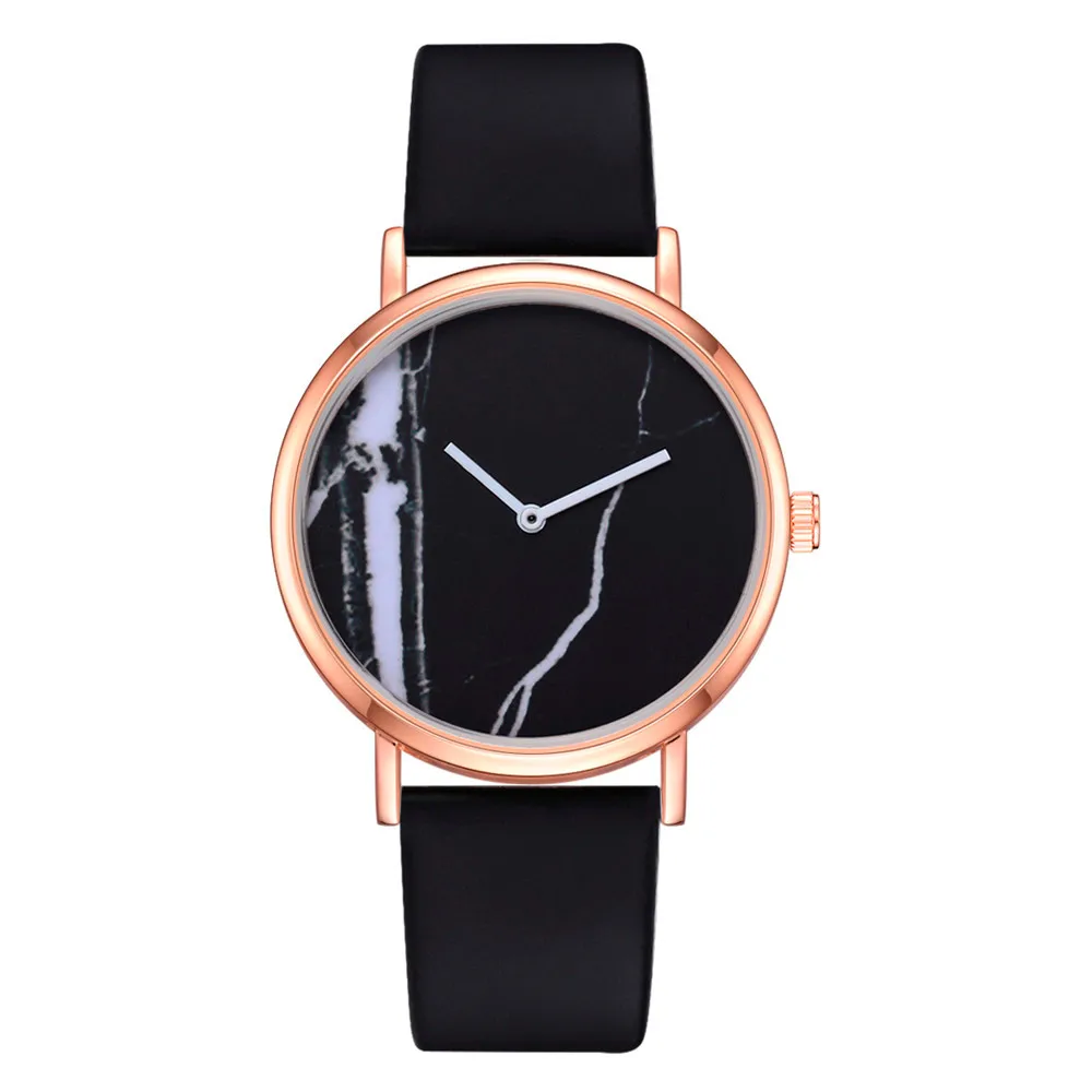 

GENVIVIA 2019 Simple New Style Watch for Ladies Solid Pattern Wristwatch Clock Leather Strap Women Watches relogios feminino