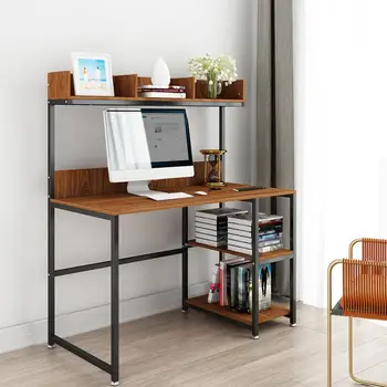 

DEWEL 47” Office Desk Gaming Table PC Table Writing Study Table Workstation with Storage Bookshelf Home Office with Shelves