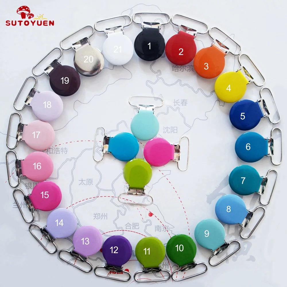 Suporte de Suspensão de Metal Sutoyuen Redonda Bebê Chupeta Clipe Adido Sucette Clipes Lâmpada 25mm Mix Cor Homem - Manequim 84 Pçs 4 High Quality Mamãe e Bebê