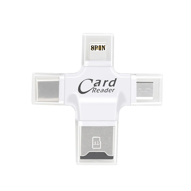 Kismo 4 в 1 Micro SD кард-ридер Lightning/type-C OTG кард-ридер для iphone 6 7 8 Plus samsung S8 S9 OnePlus 5 6