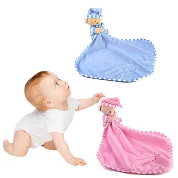 

Baby Security Blanket Soft Stuffed Animal Bear Plush Security Soothing Blanket Toy for Kids FJ88