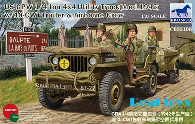 Модель Бронко CB35106 1/35 нам ВОВ 1/4 тонны 4X4 вспомогательный прицеп(Mod.1942) ж/Экипаж пластиковая модель комплект