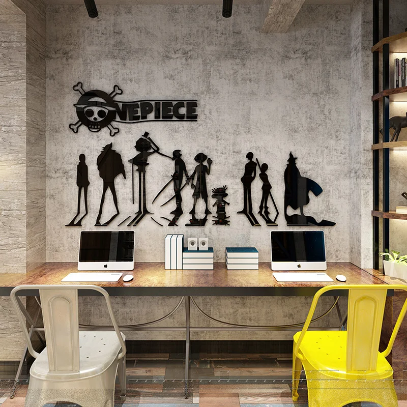 

3D Acrylic Self-adhesive Wall Stickers One Piece Poster Anime Luffy Bedroom room living room cartoon style decoration painting