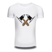DY-189 Hotsales Mens Axe Printing Tee Shirt Casual Short-Sleeve 100%Cotton Tshirts Men