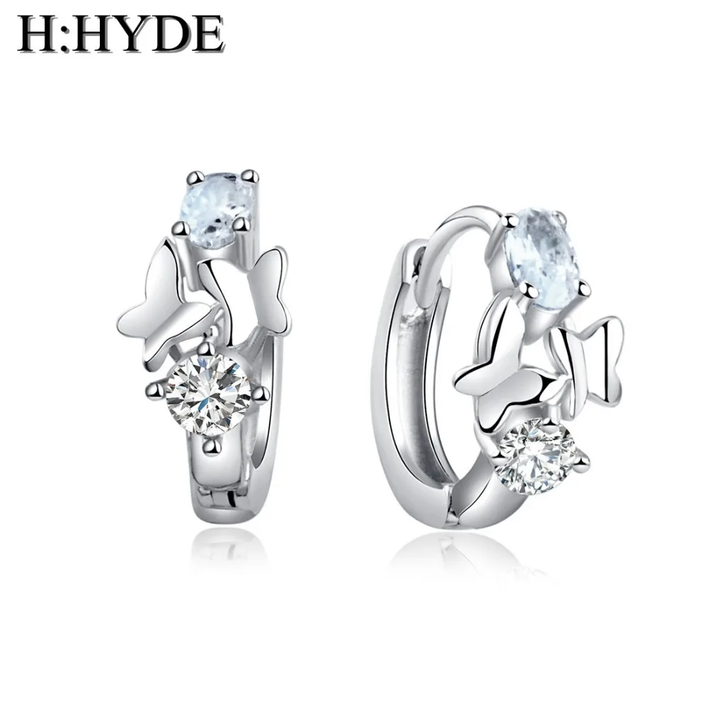 

H:HYDE High Quality White Gold Color CZ Zircon Flower Hoop Earrings For Women Fashion Wedding Fine Jewelry Earring brincos