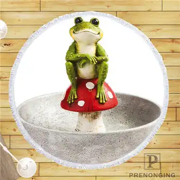 

Custom DIY Customized Microfiber Fabric cartoon Frog Round Beach Blanket Towel Printed on Demand 150cm #19-01-28-86
