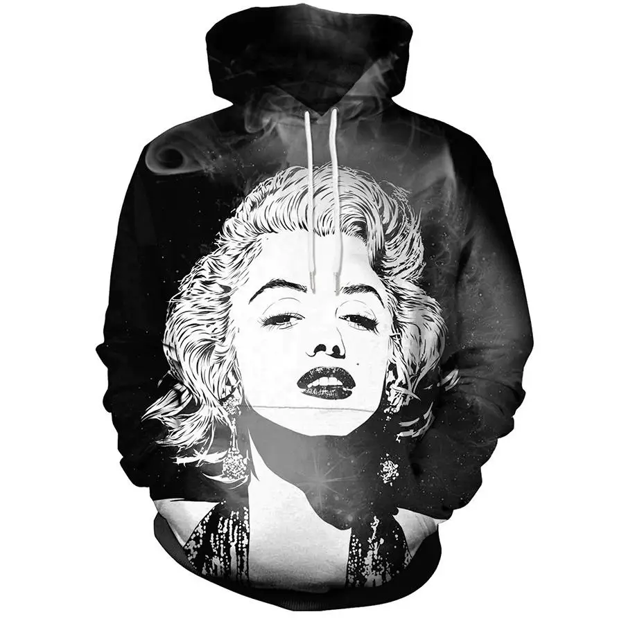 Женские толстовки с капюшоном Marilyn Monroe женская толстовка пуловер свободная