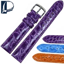Pesno Bright Blue Purple Orange Elegant Ladies Genuine Soft Alligator Skin Leather Wrist Watch Band Strap for Women