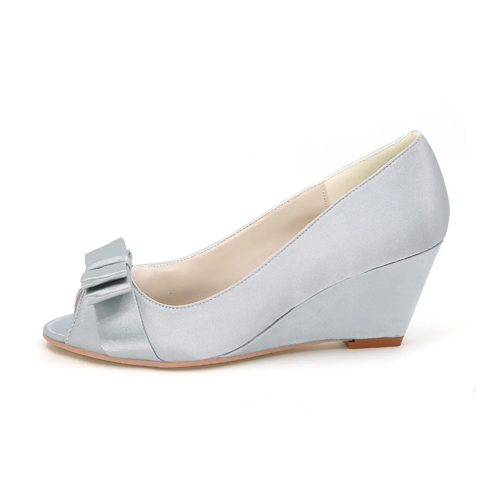 Creativesugar Elegant Beach Wedding Wedges Medium Heel Satin With