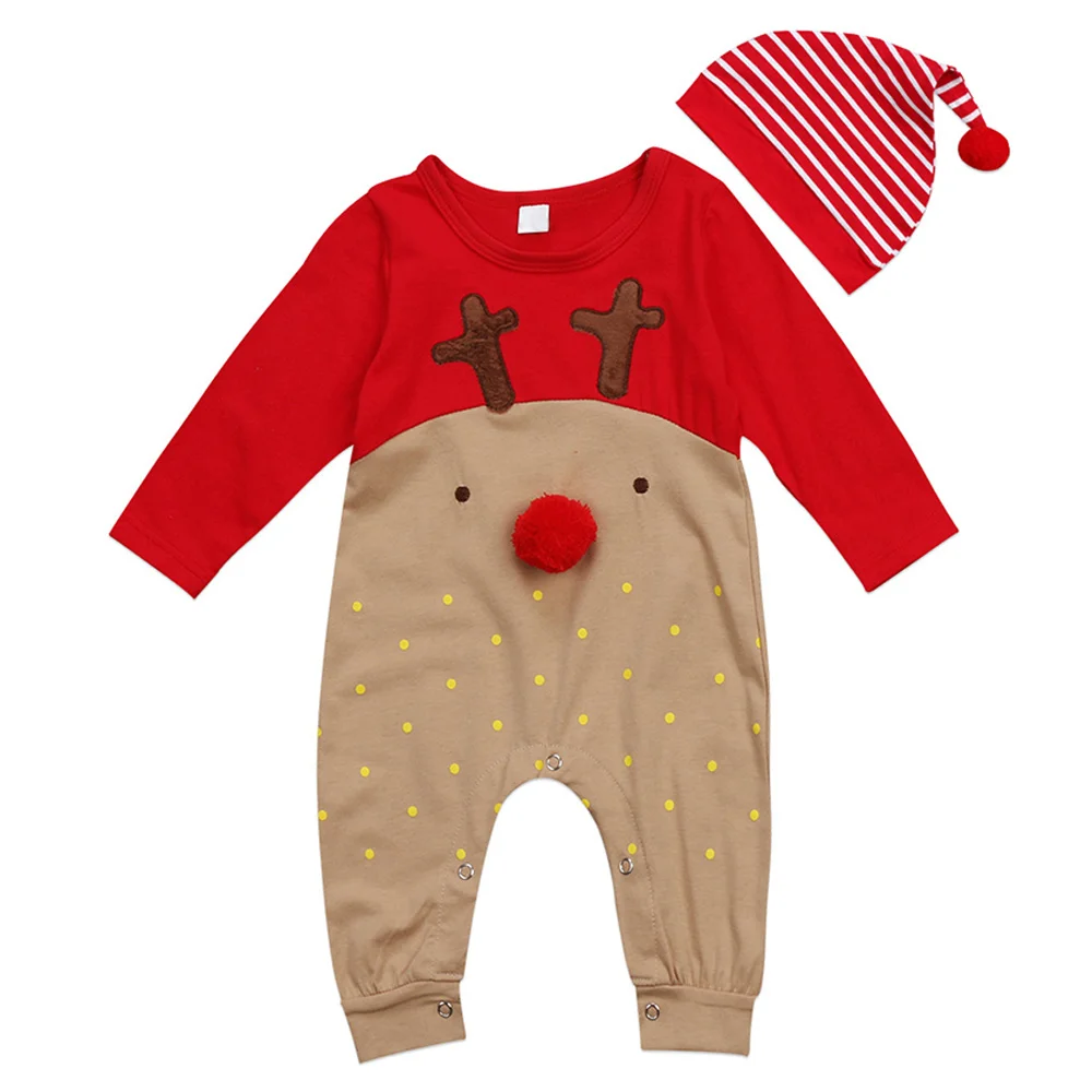 Одежда для новорожденных, Детский комбинезон с длинными рукавами для детей от 0 до 24 месяцев, Детский свитер, комбинезон, Рождественский милый зимний комбинезон с оленем для маленьких мальчиков и девочек - Цвет: PF3469A