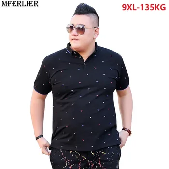

MFERLIER summer men big size tshirt casual 6XL 7XL 9XL large size 8XL short sleeve cotton plus size t-shirt loose polka dot home