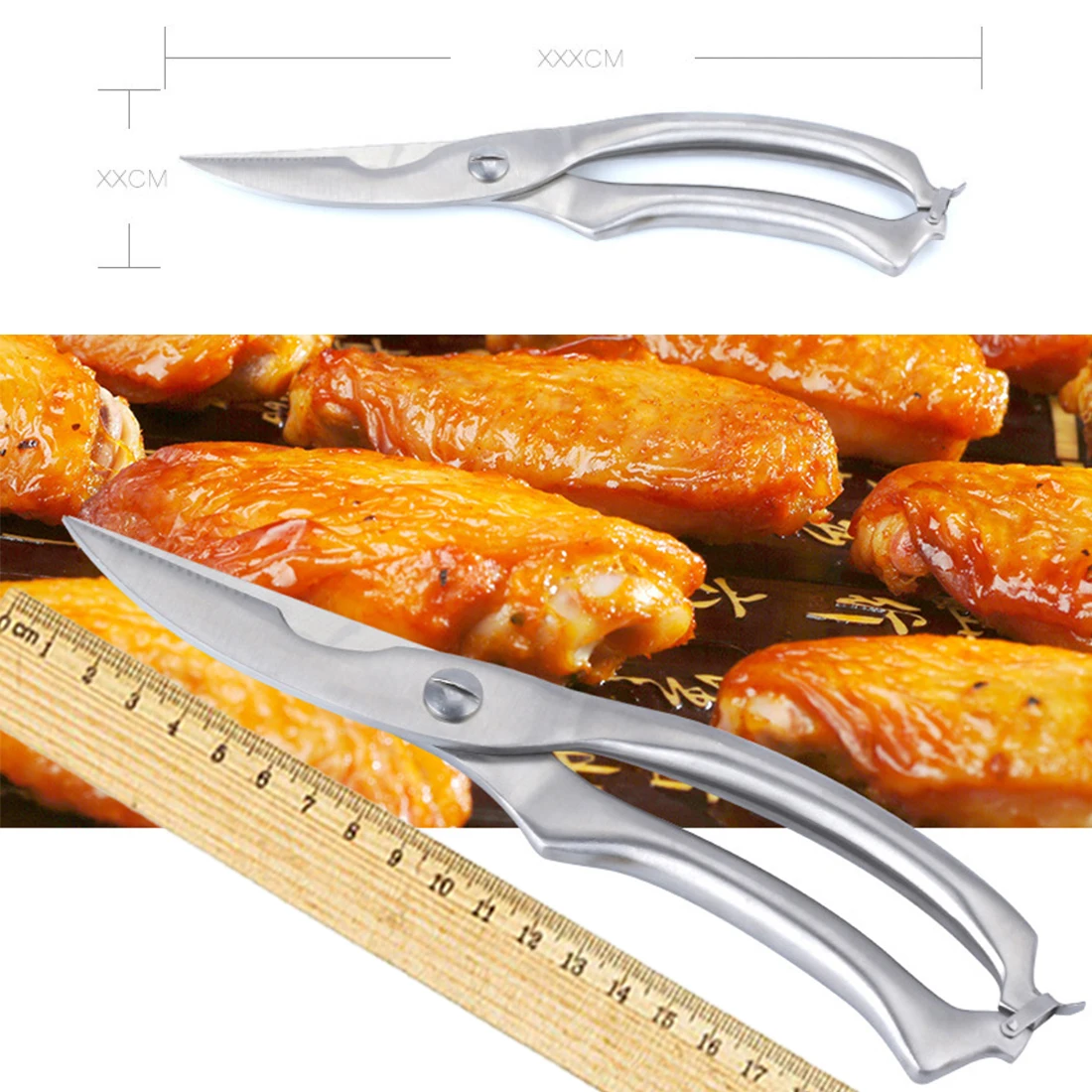 

Poultry Chicken Bone Scissor Cutter Stainless Steel Kitchen 25cm(9.8'') Heavy Duty Cook Tool Gadget Shear Fish Duck Cut