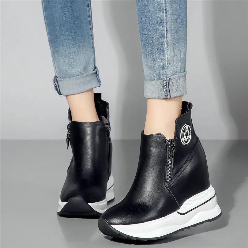 Криперы, женские кроссовки, обувь из натуральной кожи на высоком каблуке туфли-лодочки на каблуке с высоким берцем на клиновидной платформе панк-кроссовки круглый носок повседневная обувь