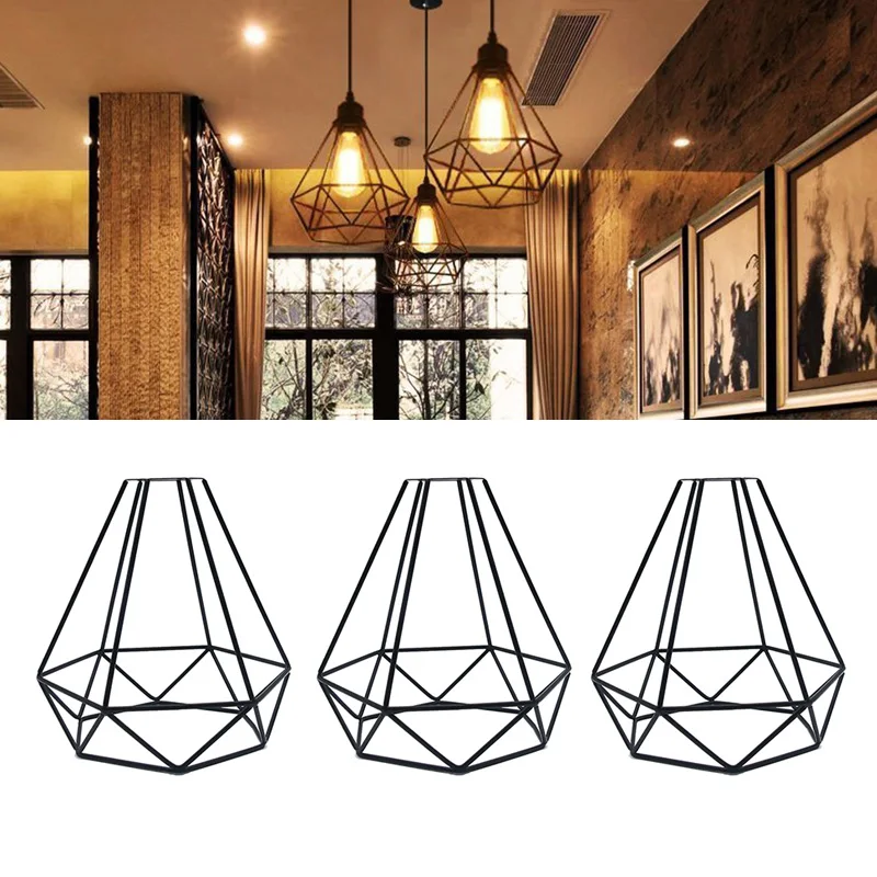  Geometric Pendant Metal Lamp Guard Retro Vintage Pendant Light Shade Iron Cage CLH@8 - 33033658806