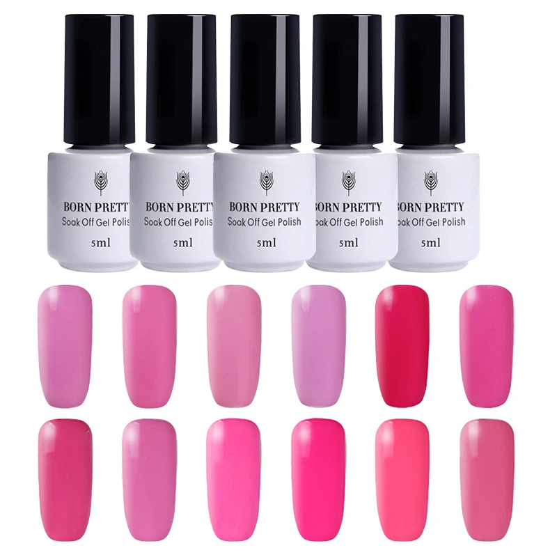 12 Bottles BORN PRETTY UV Gel Nail Polish Set Pure Color LED Gel Lacquer Pink Nude Series Soak off Manicure Art Gel