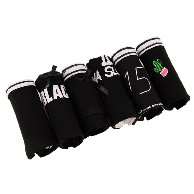 

6pcs/lot Panties for Women Cotton Print Letters Underwear Casual Briefs Cute Bow Ladies cartoon Panties Breathable Lingerie