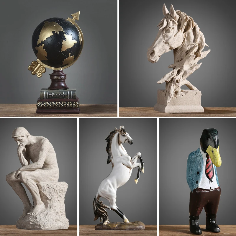 Ceny Cisza jest złota David Vintage Home Loft Decor posągi do dekoracji styl skandynawski akcesoria rzeźba ogród statua Resine