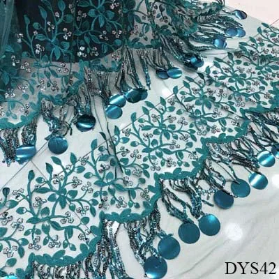 

Green Sequins Lace Fabric 2018 High Quality African Evening Dress Fabrics 3D LACE Embroidered Mesh Net Lace DYS42