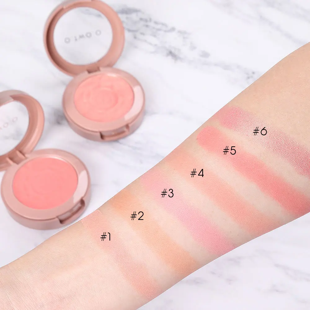 

O.TWO.O 6 Colors Blush Face Makeup Waterproof Blusher Palette Cheek Blush Powder With Brush Mirror Cosmetic Set