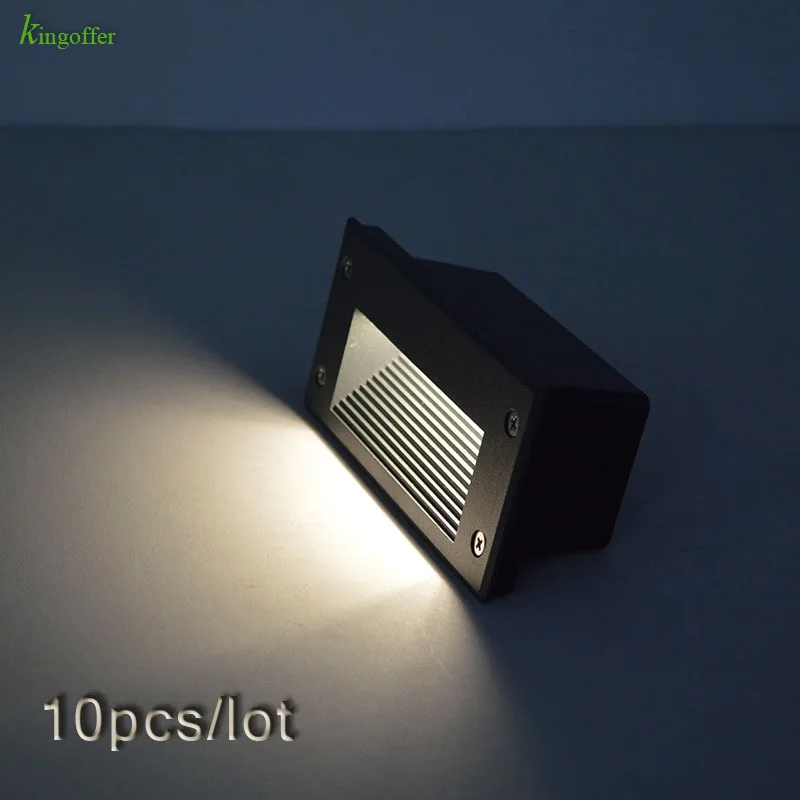 

10pcs Led Wall Lamp Outdoor Waterproof Led Stair Light Aluminum 3/6W Recessed Step Wall light Pathway Fixture Light AC85-265V