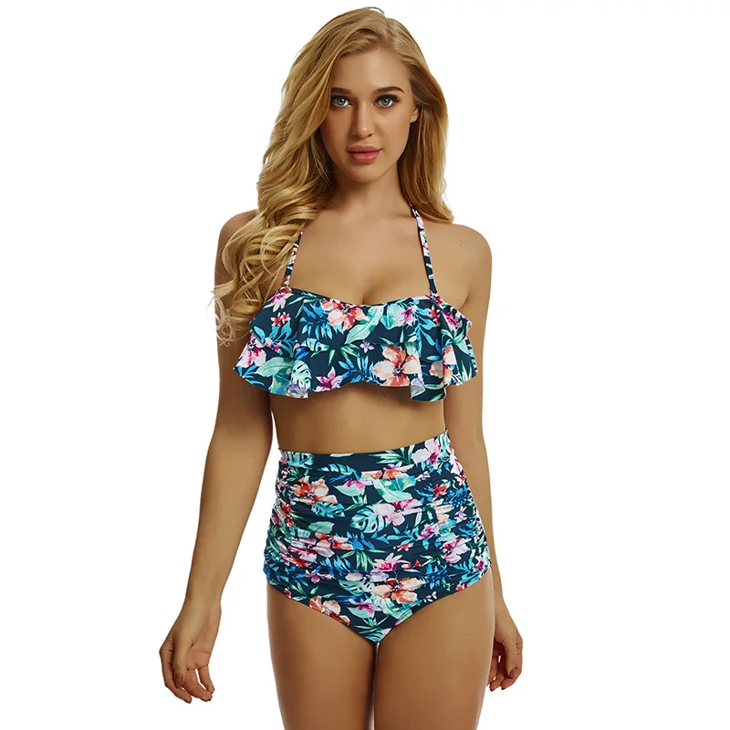 CTS Ruffles Printed Swimwear Women Bikini Set 2 Pieces High Waist Beach Suit Swimsuit Biquini Sexy Backless Girls Bikinis Women (3)