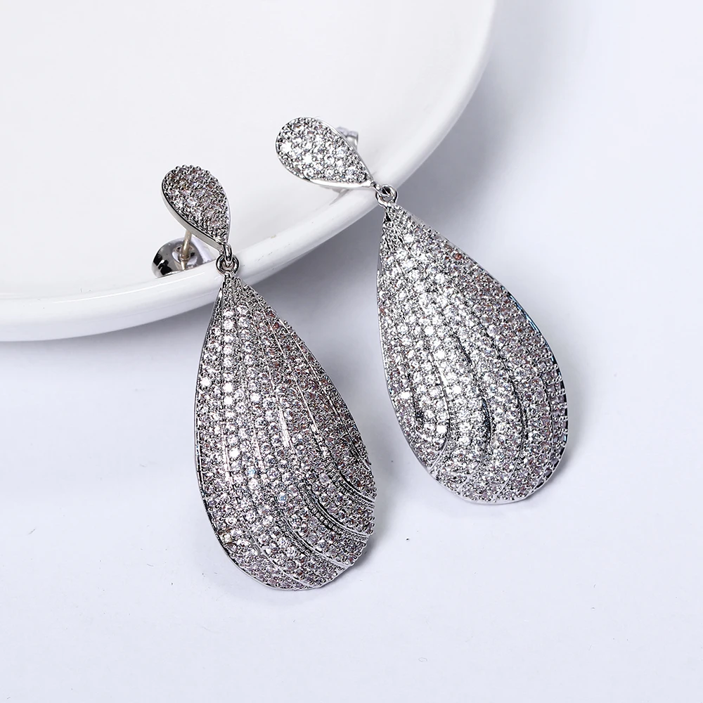 Big water drop Earrings for party oorbellen aretes jewelry accesorios tiny Cubic Zirconia  white large earring