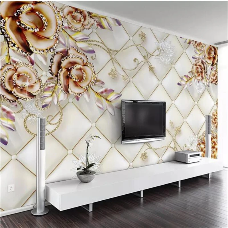 

beibehang papel de parede 3D Custom wallpaper Modern minimalist fashion 3D diamond-encrusted rose European style wall tapety