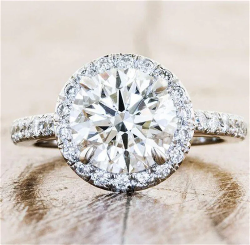Классический Элитная одноцветное 925 пробы серебряных заполнено кольцо 3Ct 10 Сердца Стрелки Циркон Свадебные украшения кольца Обручение для
