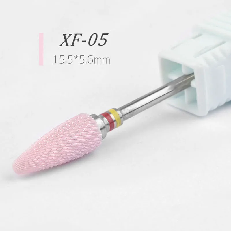 DIY Nail Tools Ceramic Pink Grinding Head Electric High Wear Nail Drill Bits Polishing Machine Manicure Pedicure Burr Mills - Color: XF05