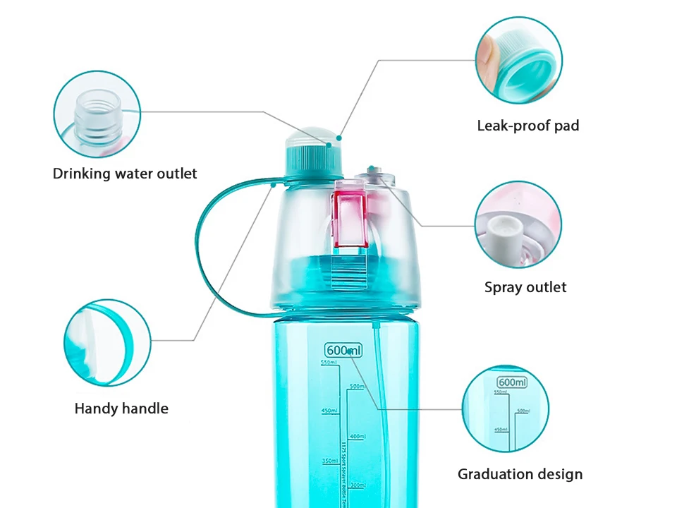 رذاذ الرياضات المائية زجاجة غلاية BPA شحن تسرب برهان المشي المحمولة زجاجات دراجة الدراجات 400 مللي 600 مللي الشرب زجاجات شاكر