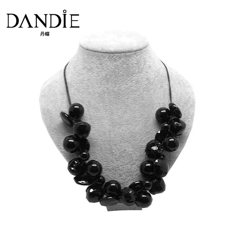 

Dandie Black Acrylic Bead Fashion Necklace Jewelry, Short Statement Necklace