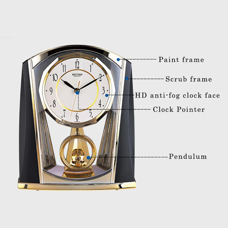 Ритм 6 дюймов иглы настольные часы Тихий кварцевый механизм настольные часы Кристалл медленный качающийся маятник для гостиной спальни офиса