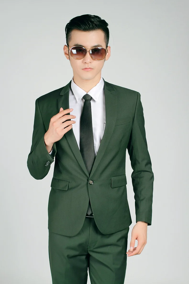 (Jacket+Pants) Fashion Brand Mens Suits Wedding Groom Twill Single ...