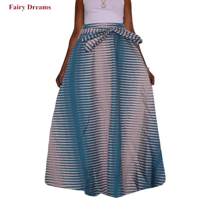 Striped Africa Skirts With Bow Plus Size Bandage Long Skirt African