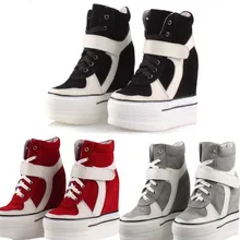 Мода высокого качества для женщин обувь мода узелок клин высокий каблук платформа повседневная Невидимый возрастания высоты обуви