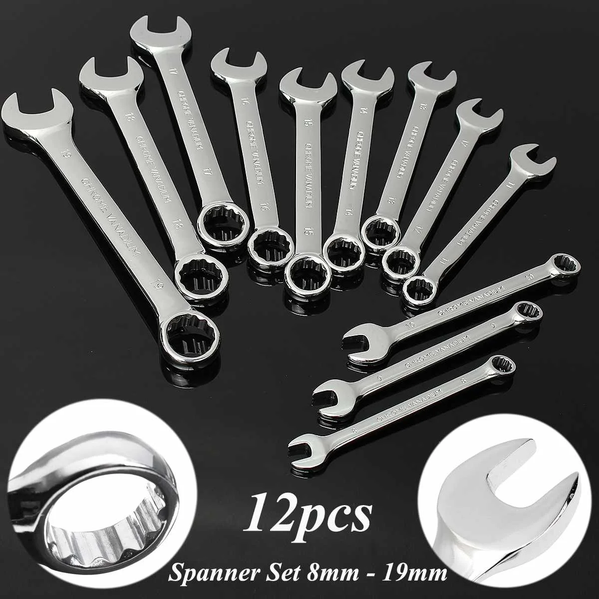 

12Pcs/Set 8-19mm Ratchet Wrench Tool For Repairing Car Key Wrench Hand Tool Kit For Car Torque Wrench A Set Of Keys Spanners
