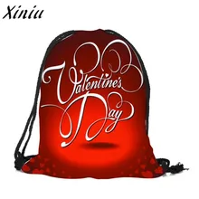 День Святого Валентина влюбленные пары Мешок Шнурок Спорт Тренажерный зал Открытый рюкзак сумки Льняная сумка на шнуровке Feminina