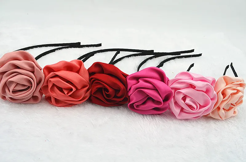 20 штук бутик милая лента роза повязки для волос с цветками сплошной Цветочный Жесткий Ободки принцессы модные аксессуары для волос для